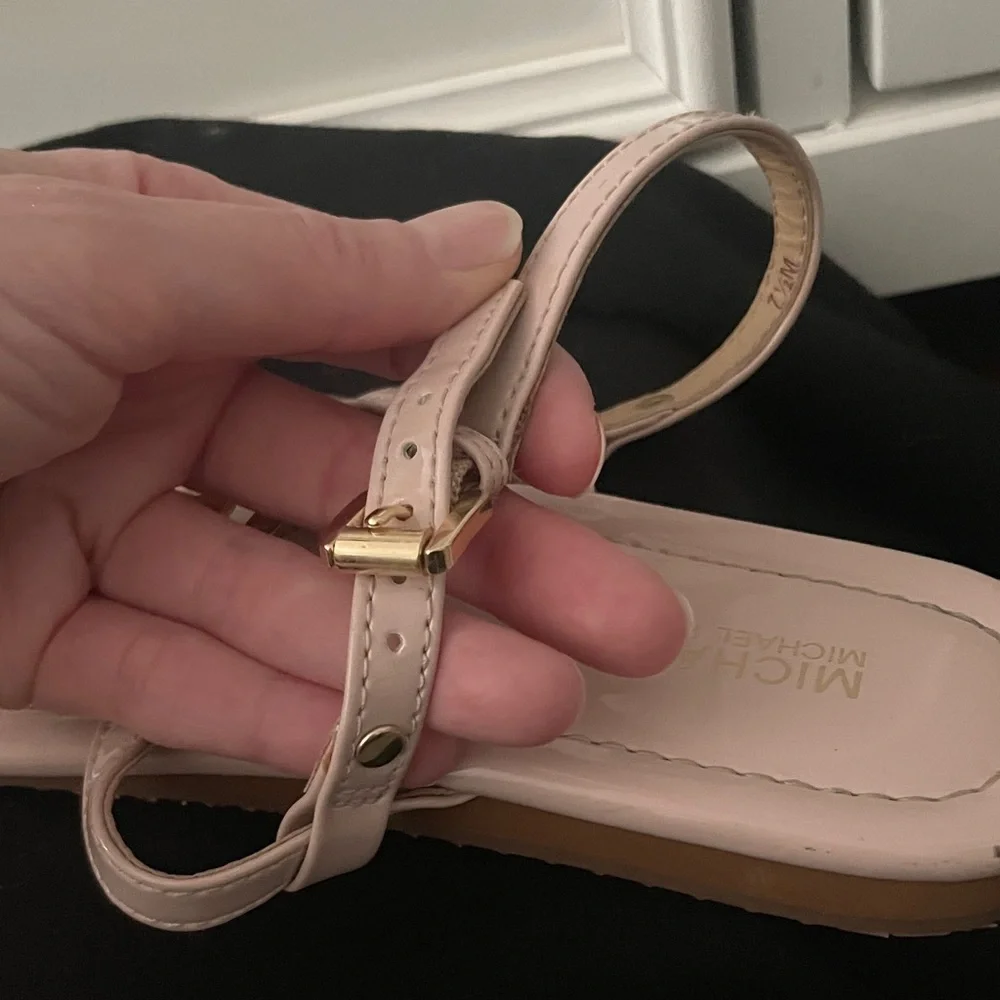 Michael Kors Blush Sandals with Gold Emblem - Picture 12 of 12